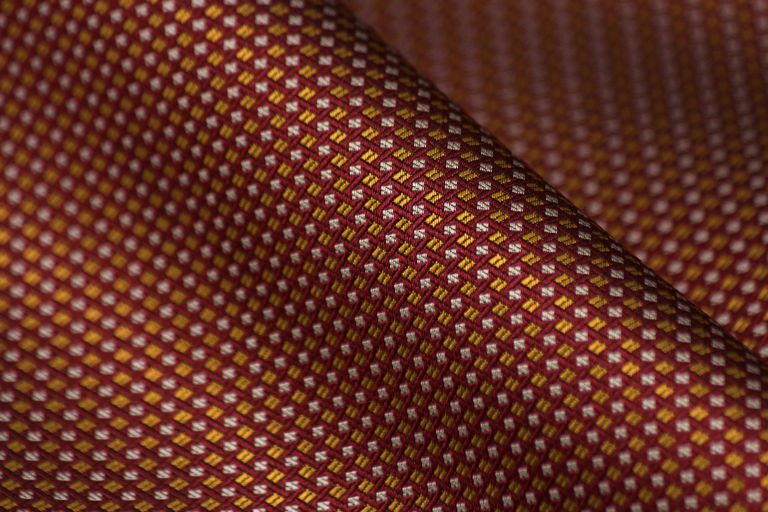 Gold Grey Maroon Small Ornament Silk Fabric 42" width