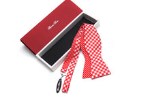 Load image into Gallery viewer, Red Plaid Stripe Reversible Self-Tie Bow Tie
