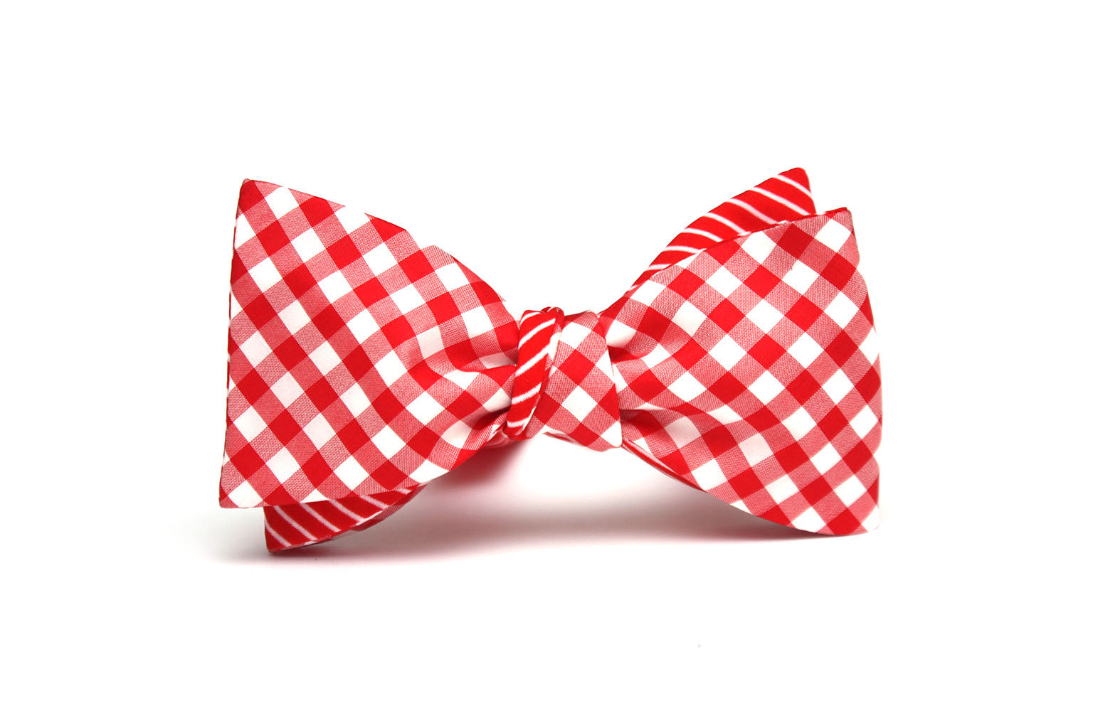 Red Plaid Stripe Reversible Self-Tie Bow Tie