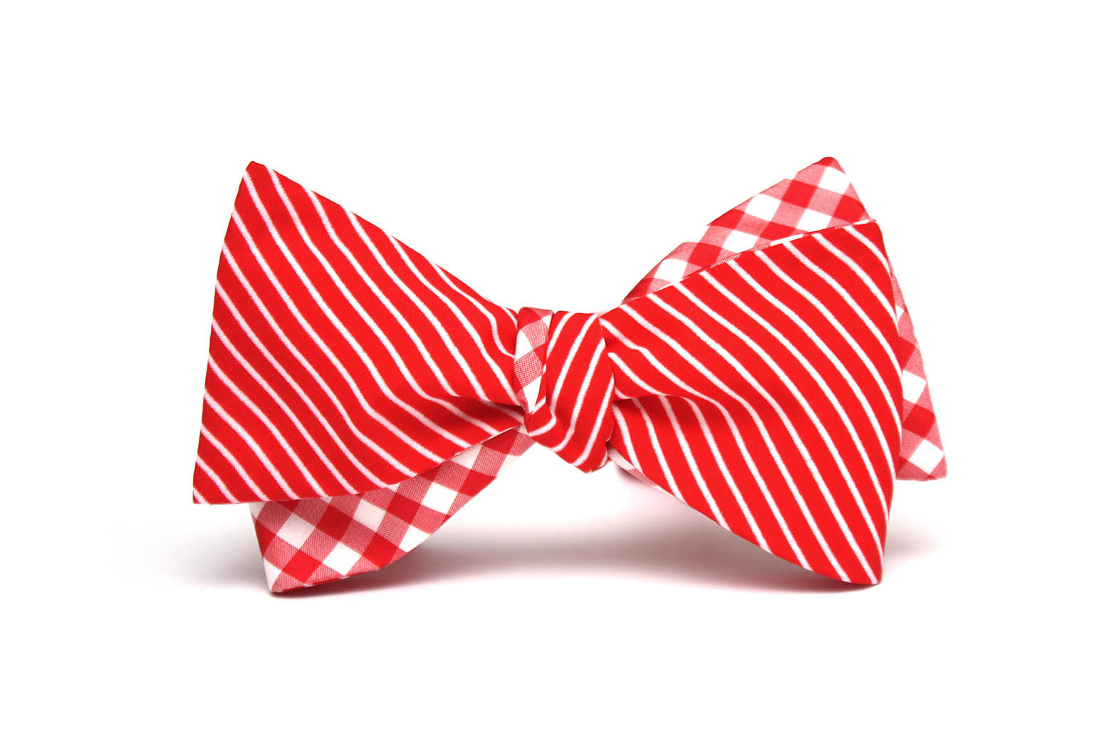 Red Plaid Stripe Reversible Self-Tie Bow Tie