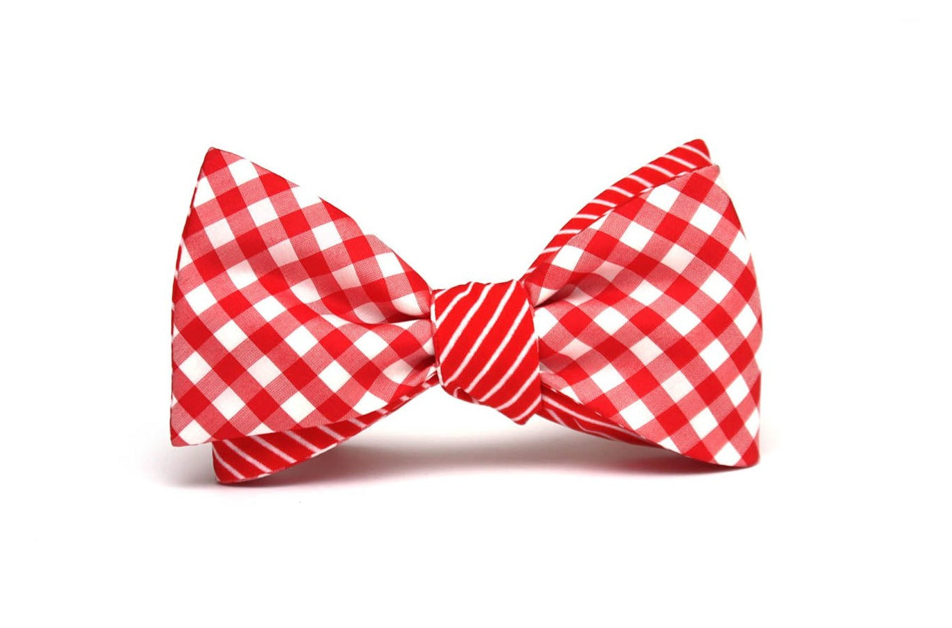 Red Plaid Stripe Reversible Self-Tie Bow Tie