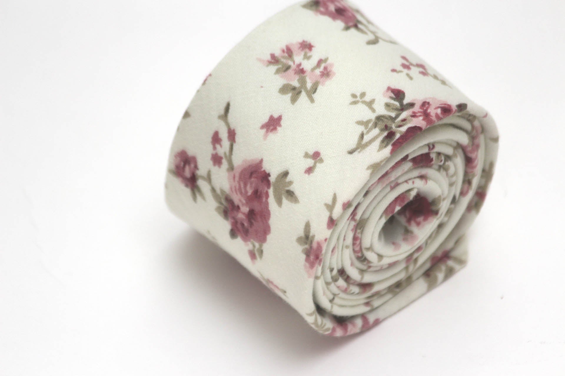 Cream Dusty Rose Floral Necktie