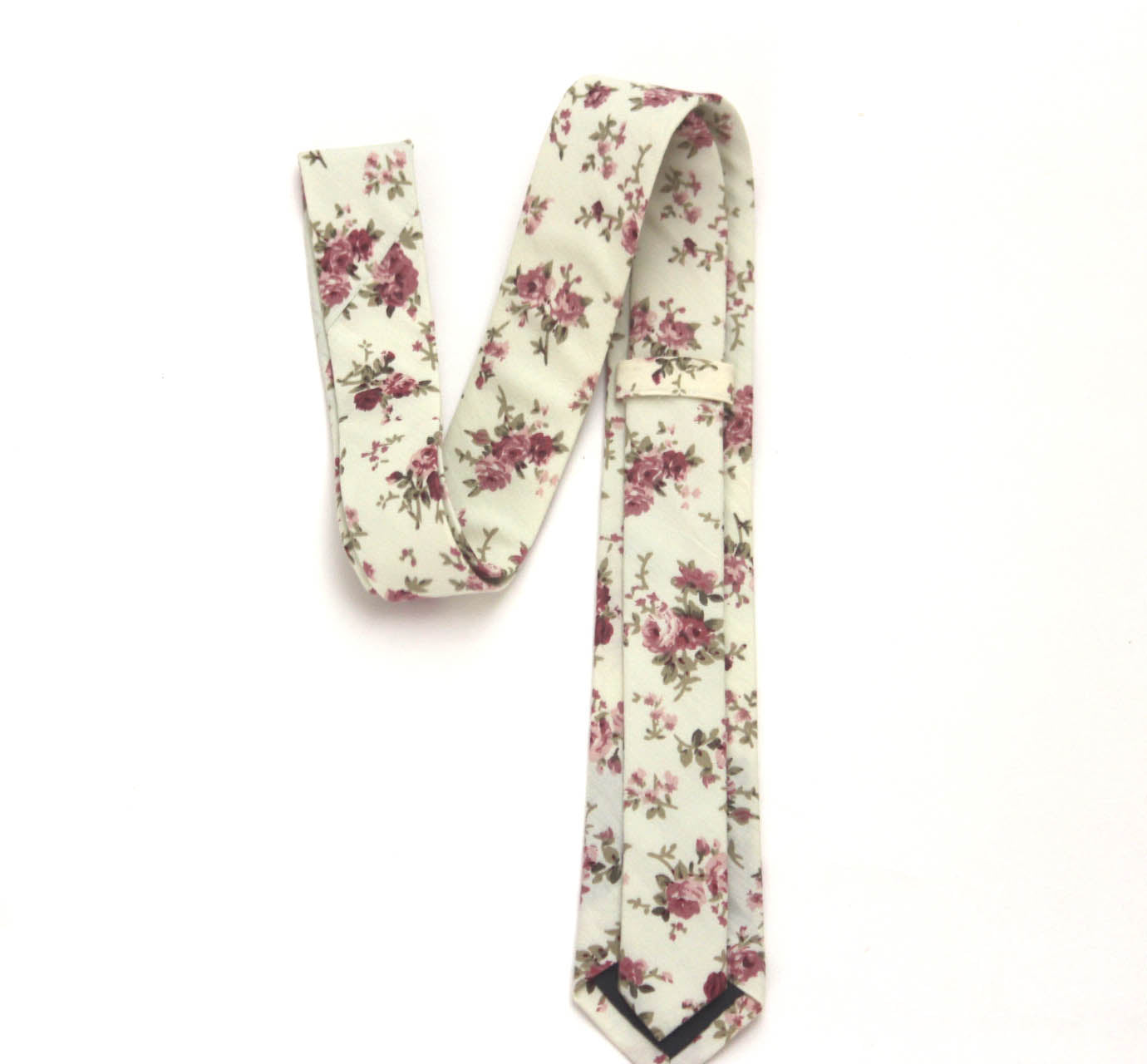 Cream Dusty Rose Floral Necktie