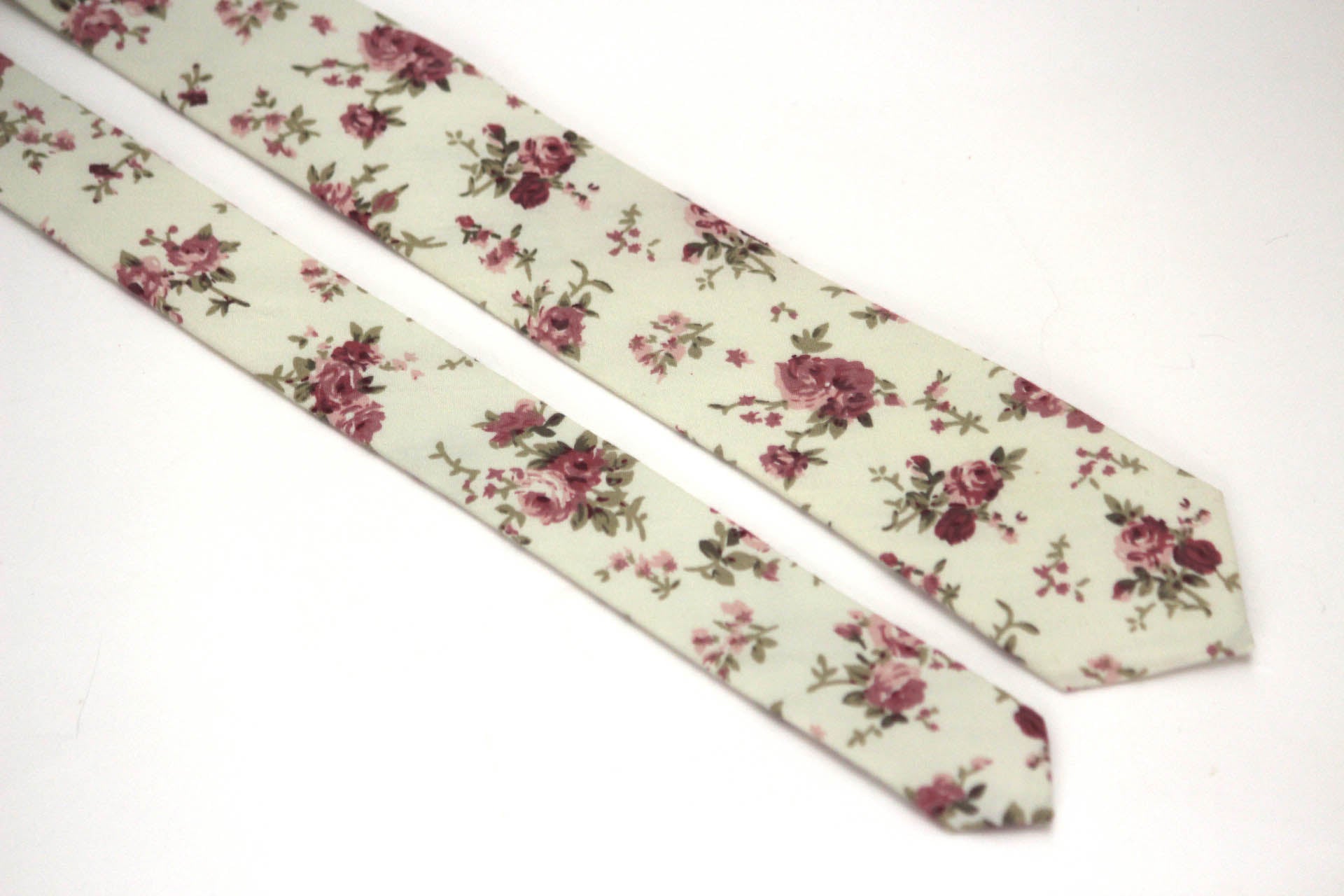 Cream Dusty Rose Floral Necktie