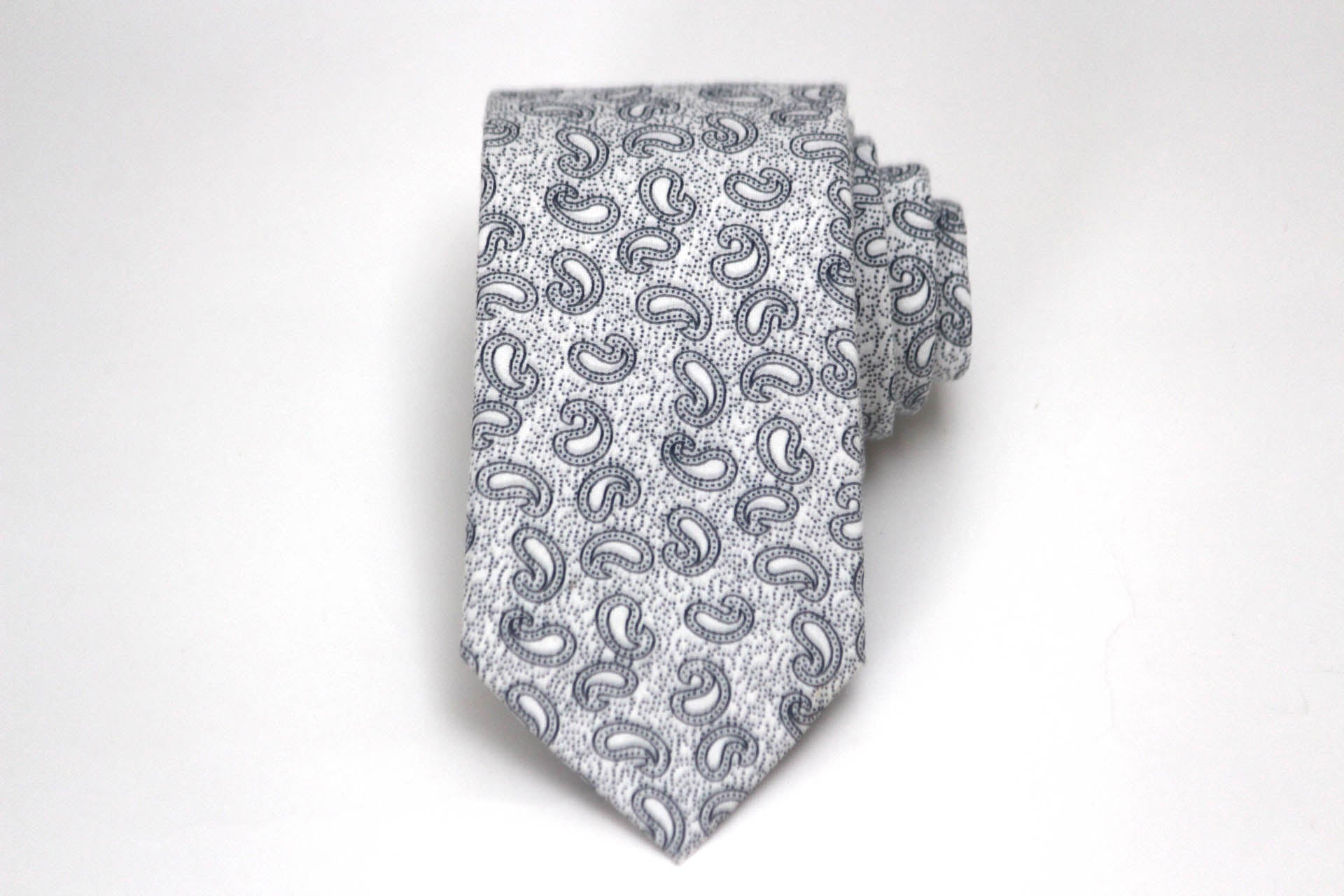 White Paisley Necktie