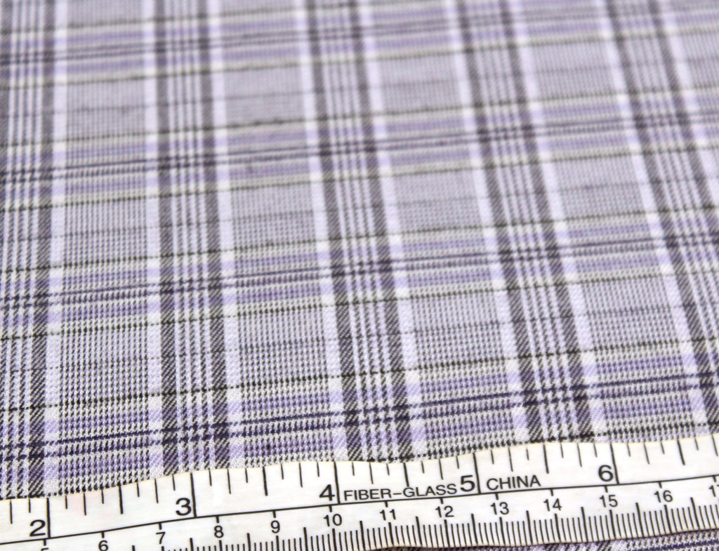 Grey Lavender Plaid Silk Fabric