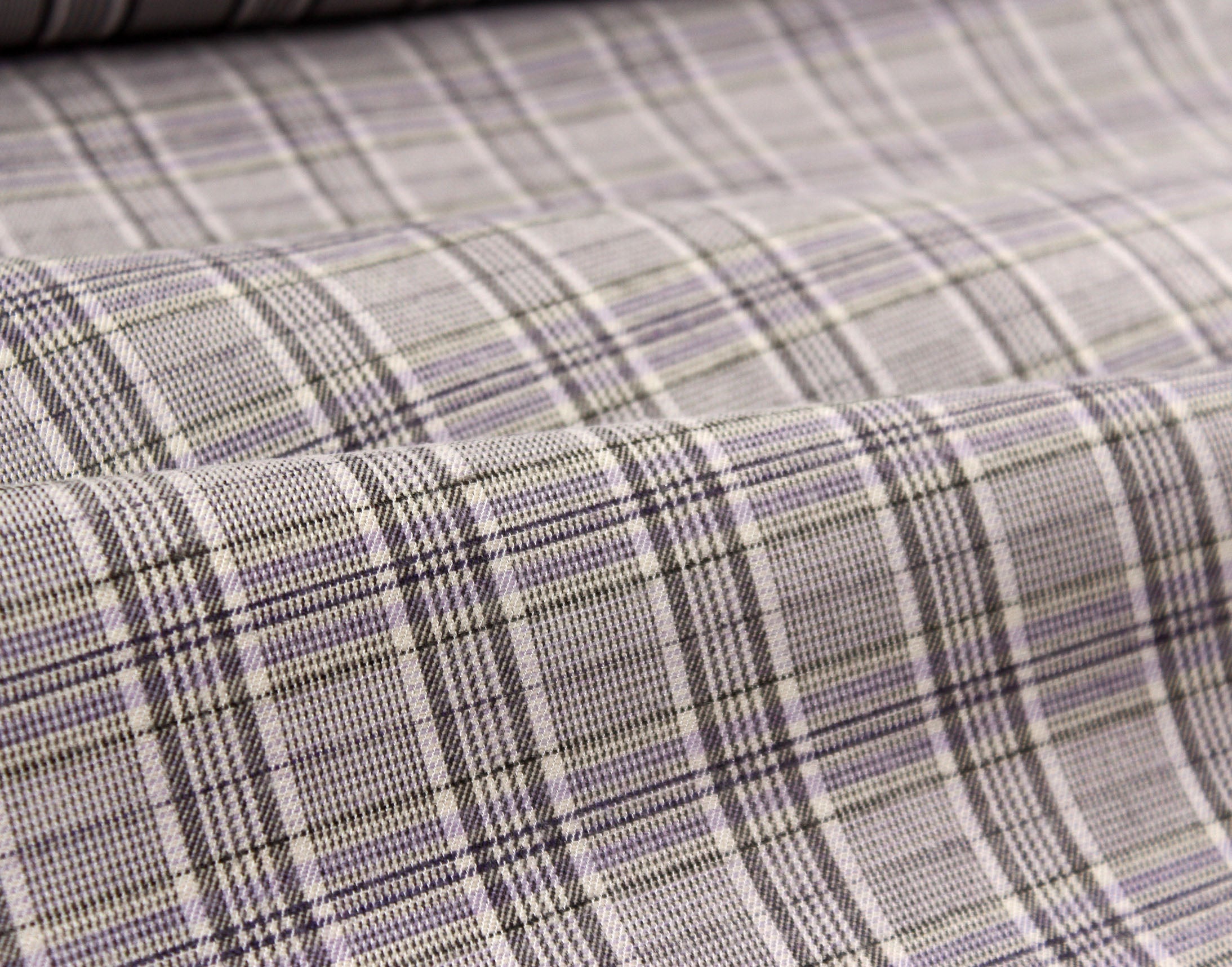 Grey Lavender Plaid Silk Fabric