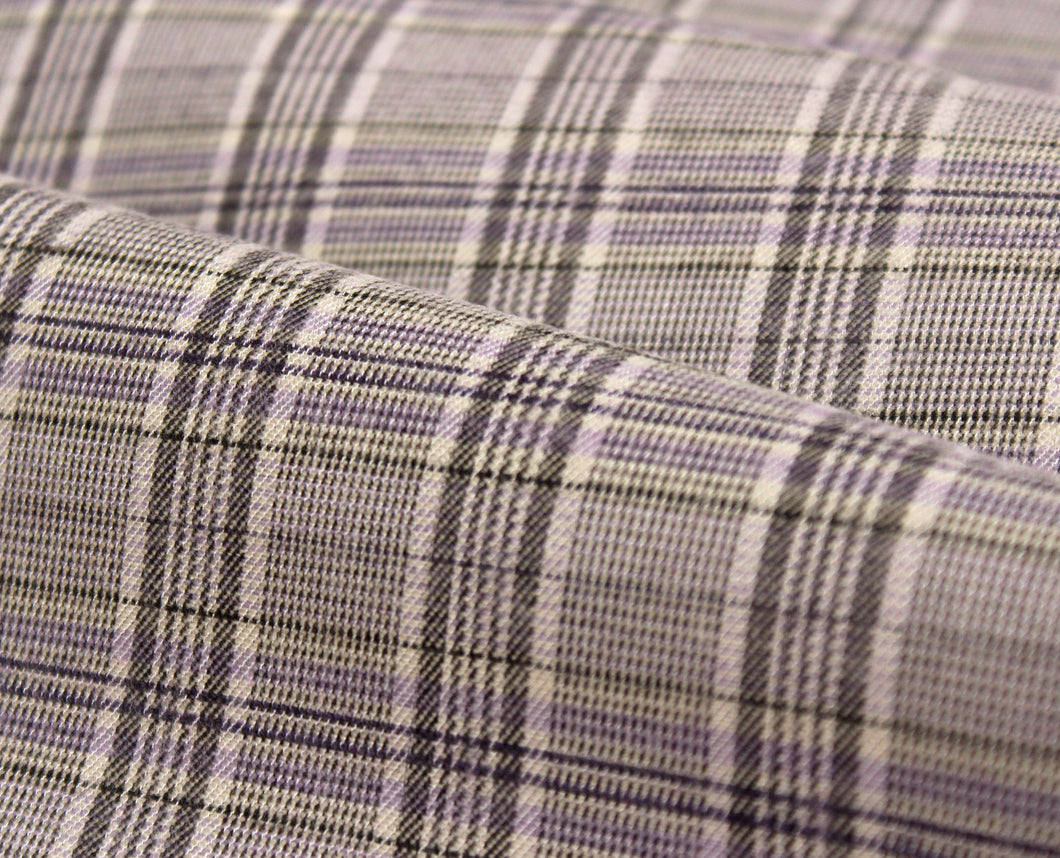Grey Lavender Plaid Silk Fabric