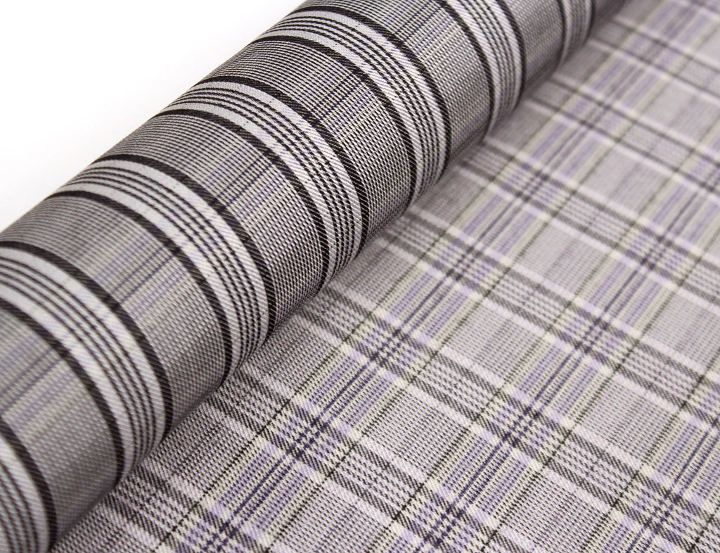 Grey Lavender Plaid Silk Fabric