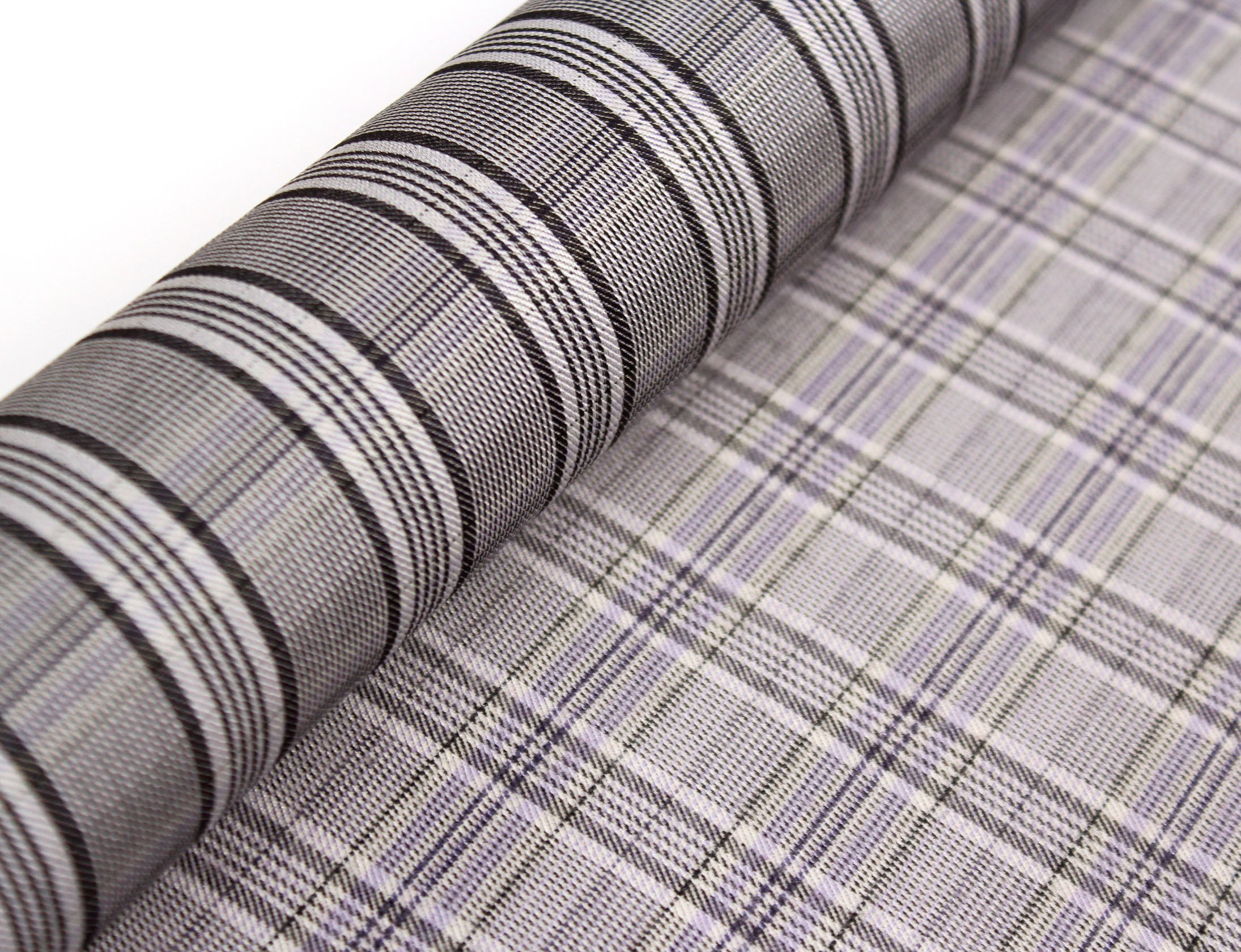 Grey Lavender Plaid Silk Fabric