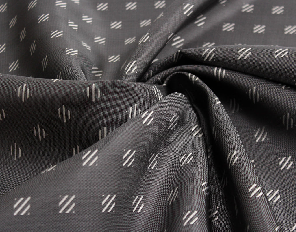 Grey Square Ornament Silk Fabric
