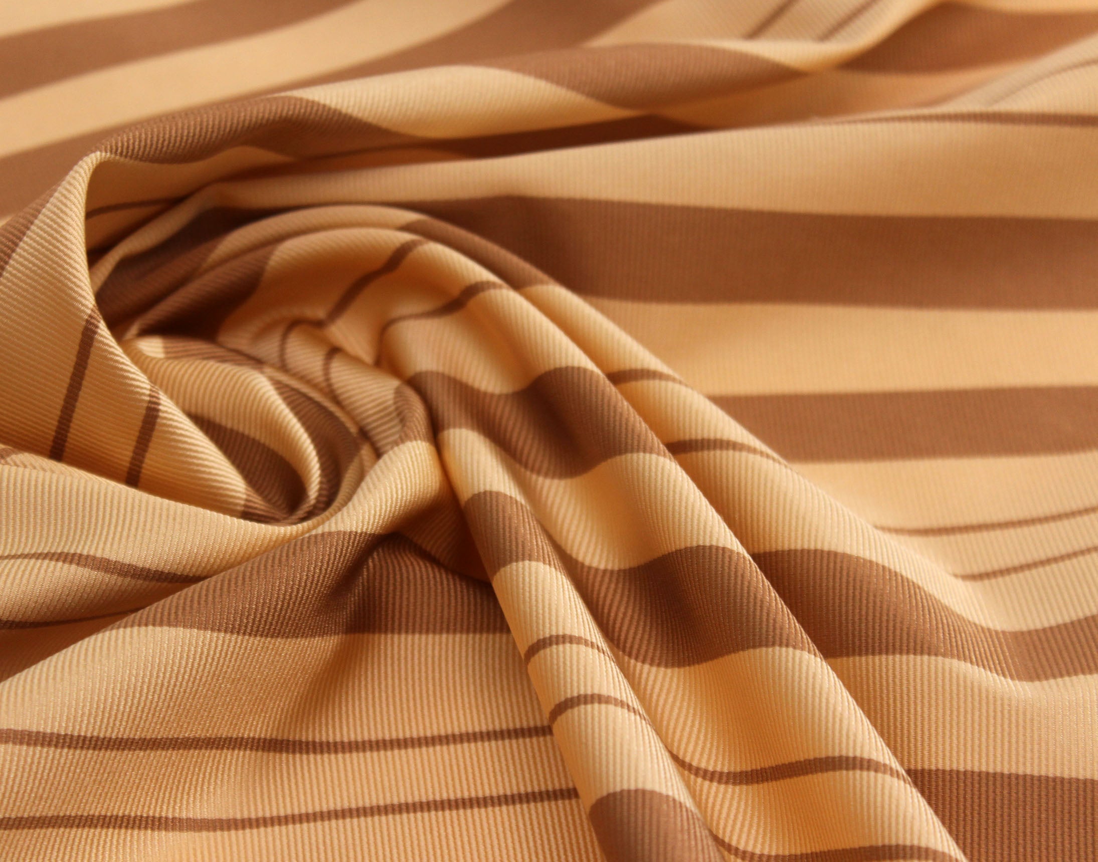 Light Yellow Brown Striped Silk Fabric