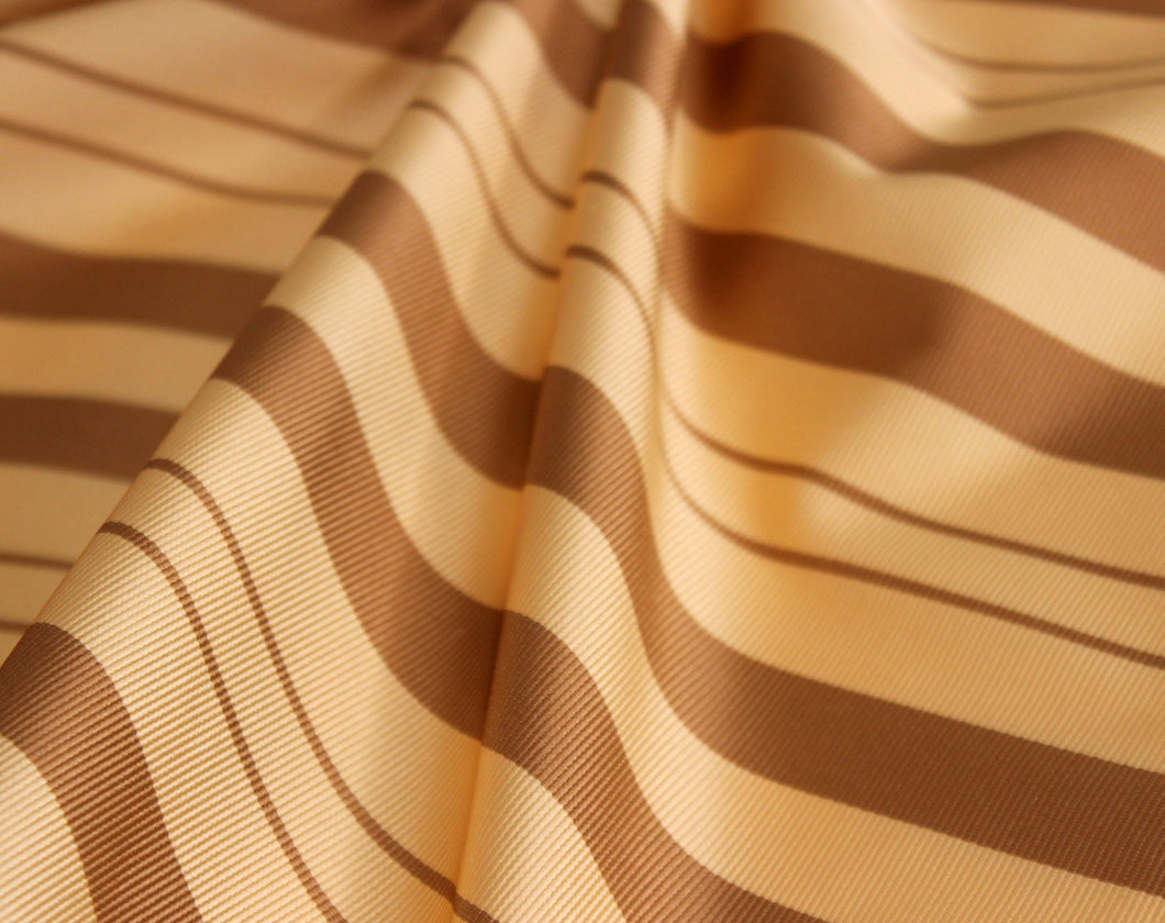 Light Yellow Brown Striped Silk Fabric