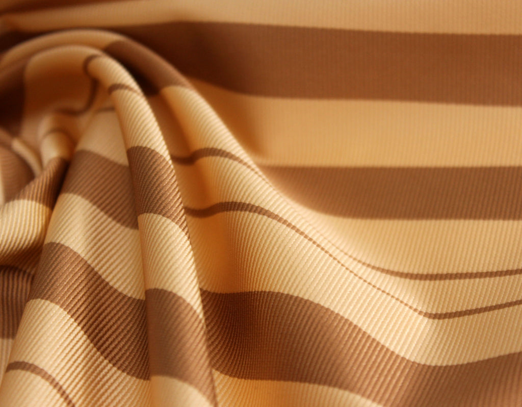 Light Yellow Brown Striped Silk Fabric