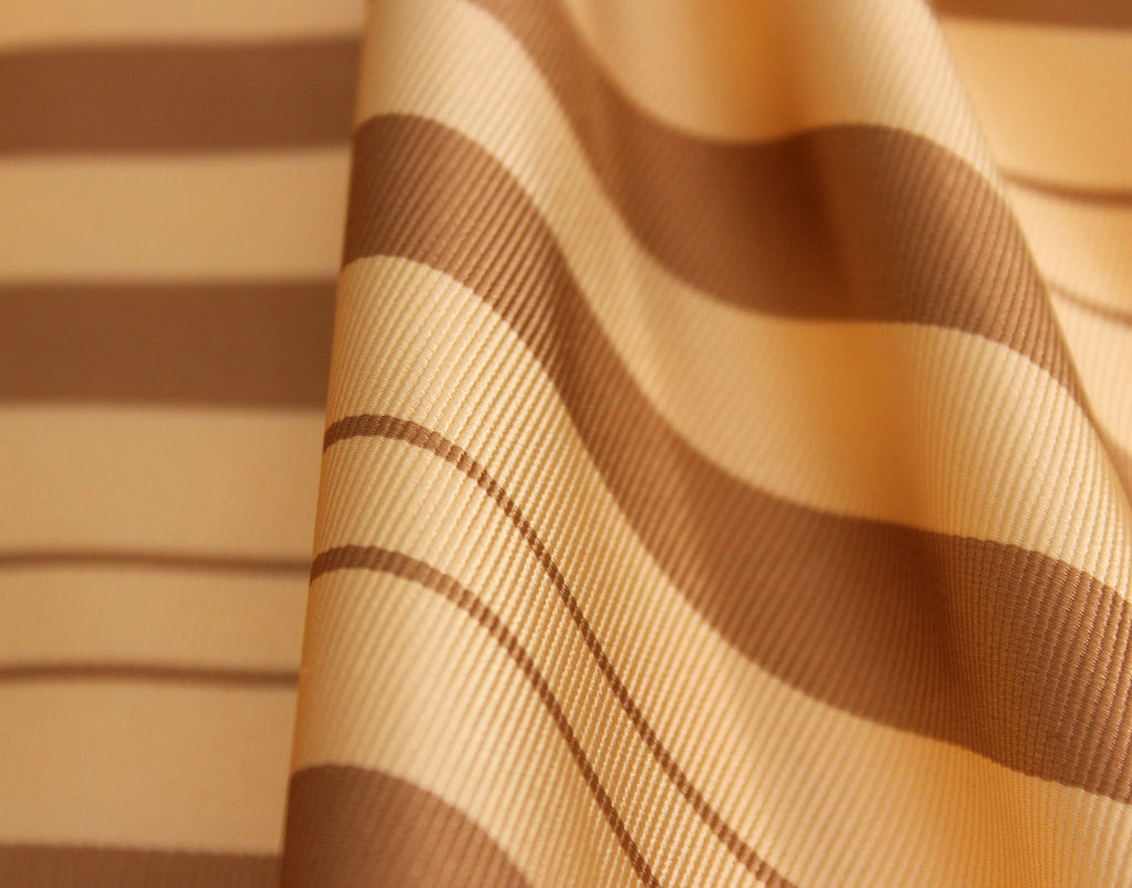 Light Yellow Brown Striped Silk Fabric