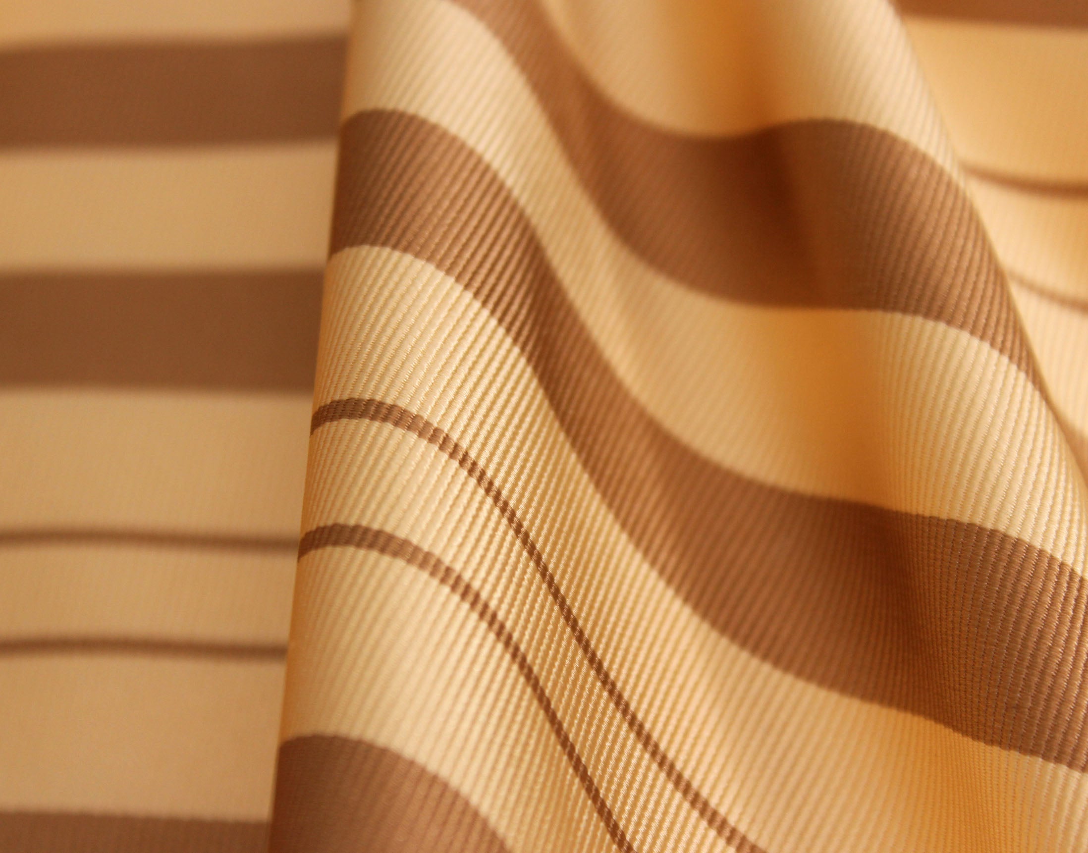 Light Yellow Brown Striped Silk Fabric
