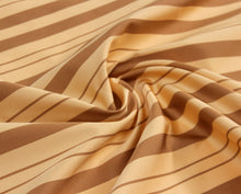 Load image into Gallery viewer, Light Yellow Brown Striped Silk Fabric

