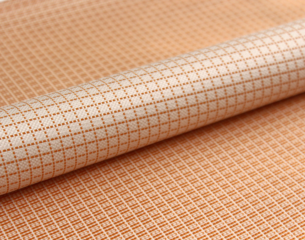 Orange Plaid Silk Fabric