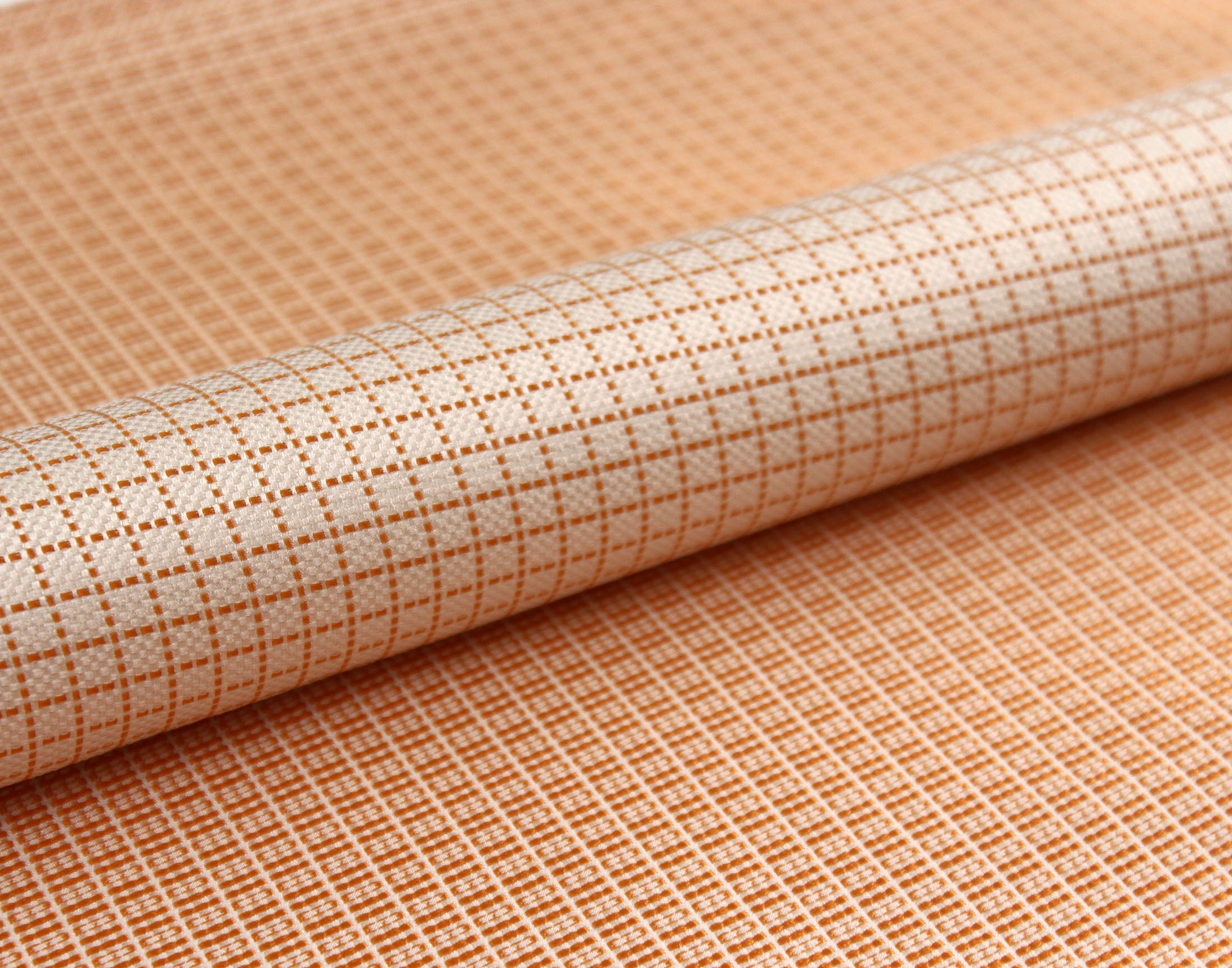 Orange Plaid Silk Fabric