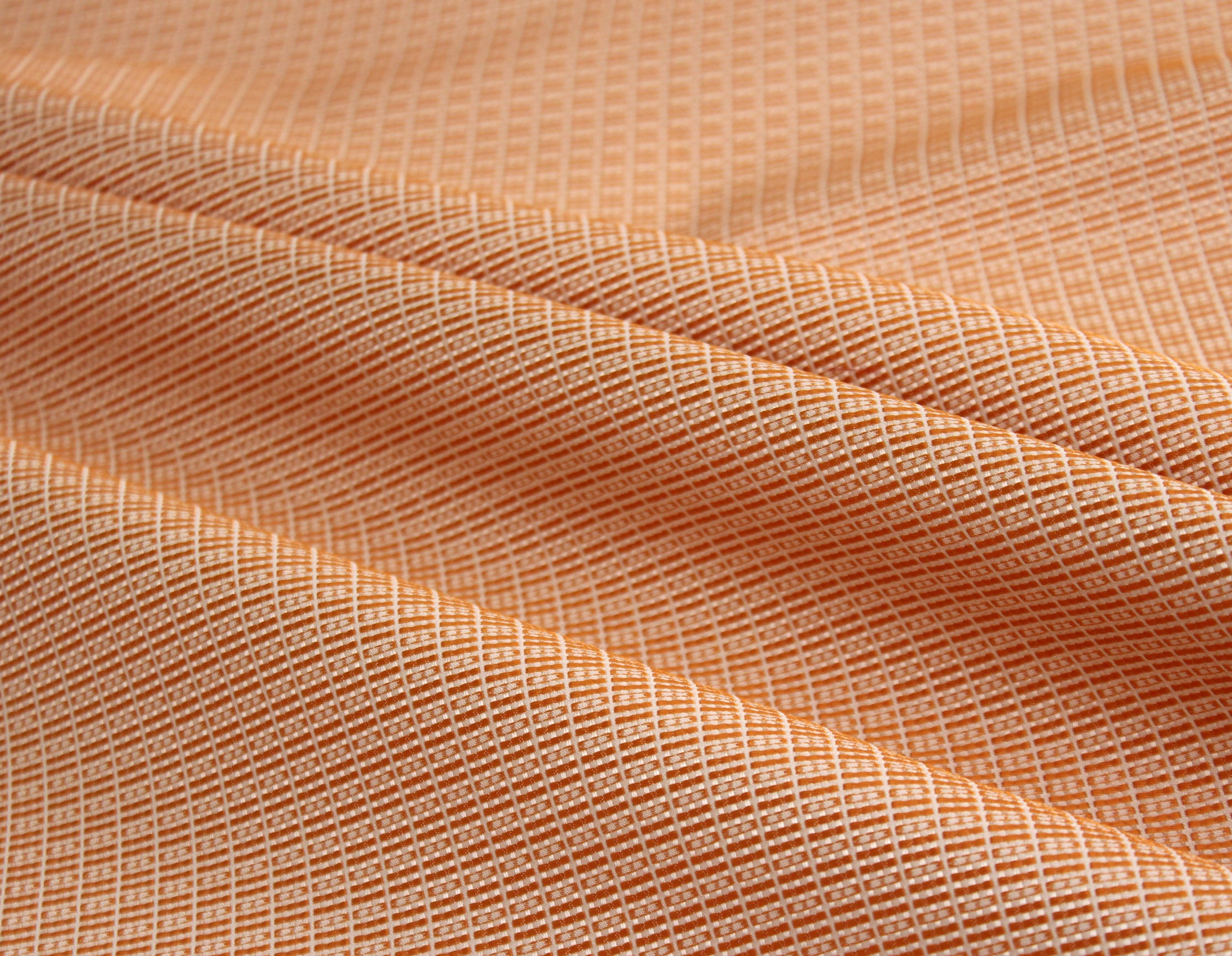 Orange Plaid Silk Fabric