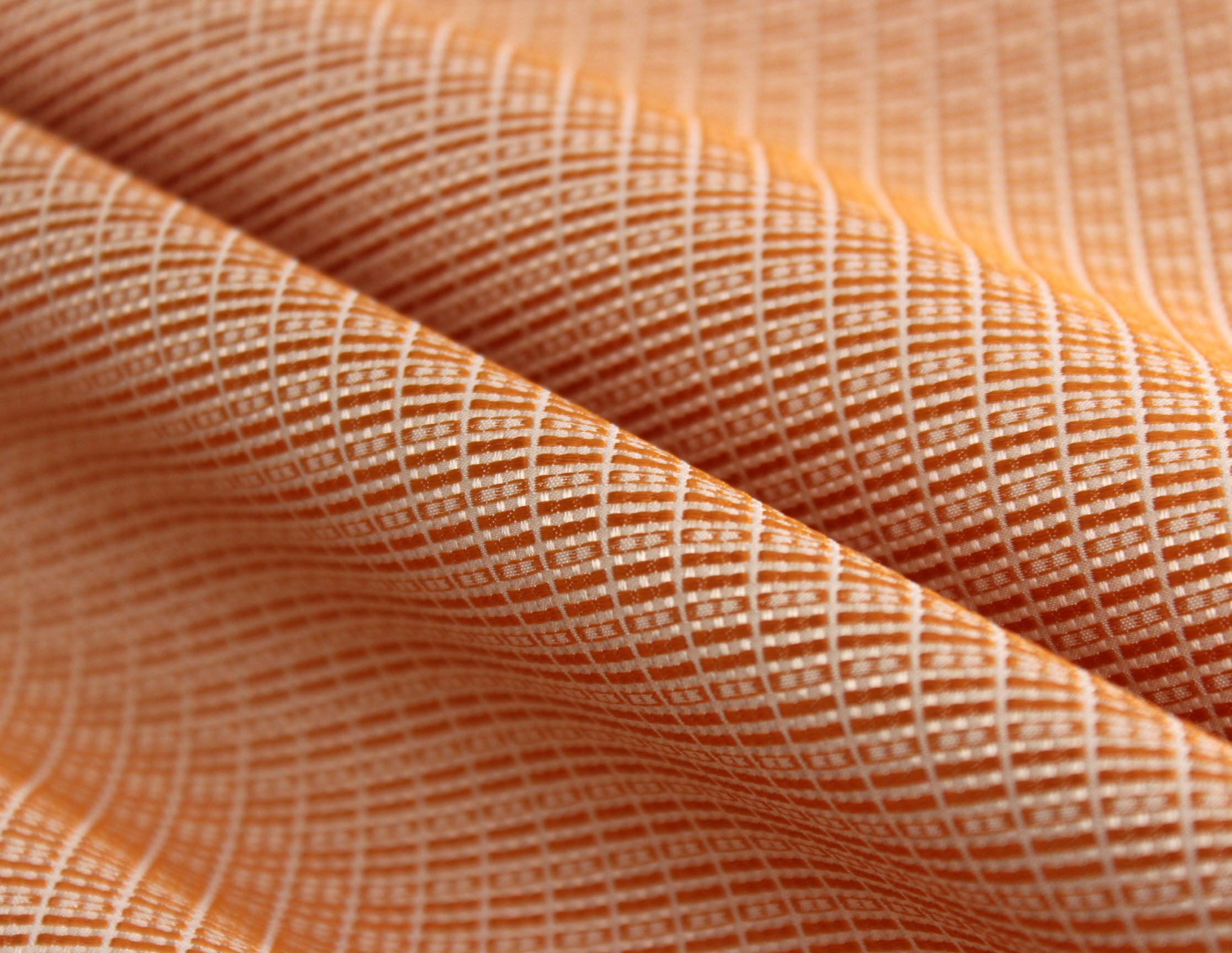 Orange Plaid Silk Fabric
