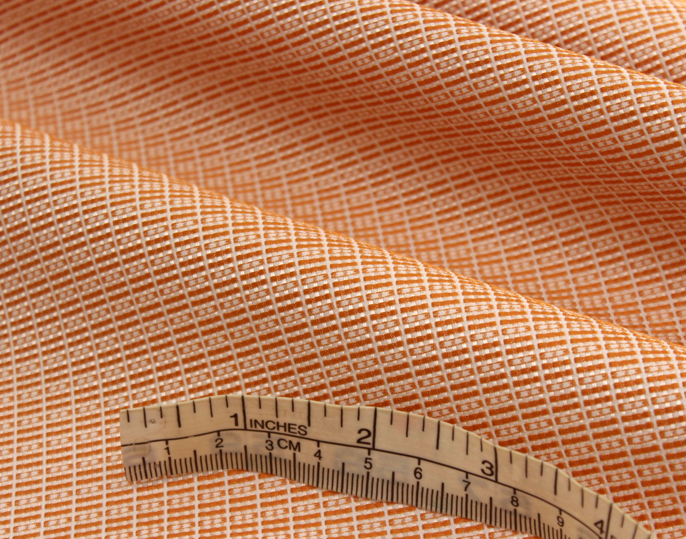 Orange Plaid Silk Fabric
