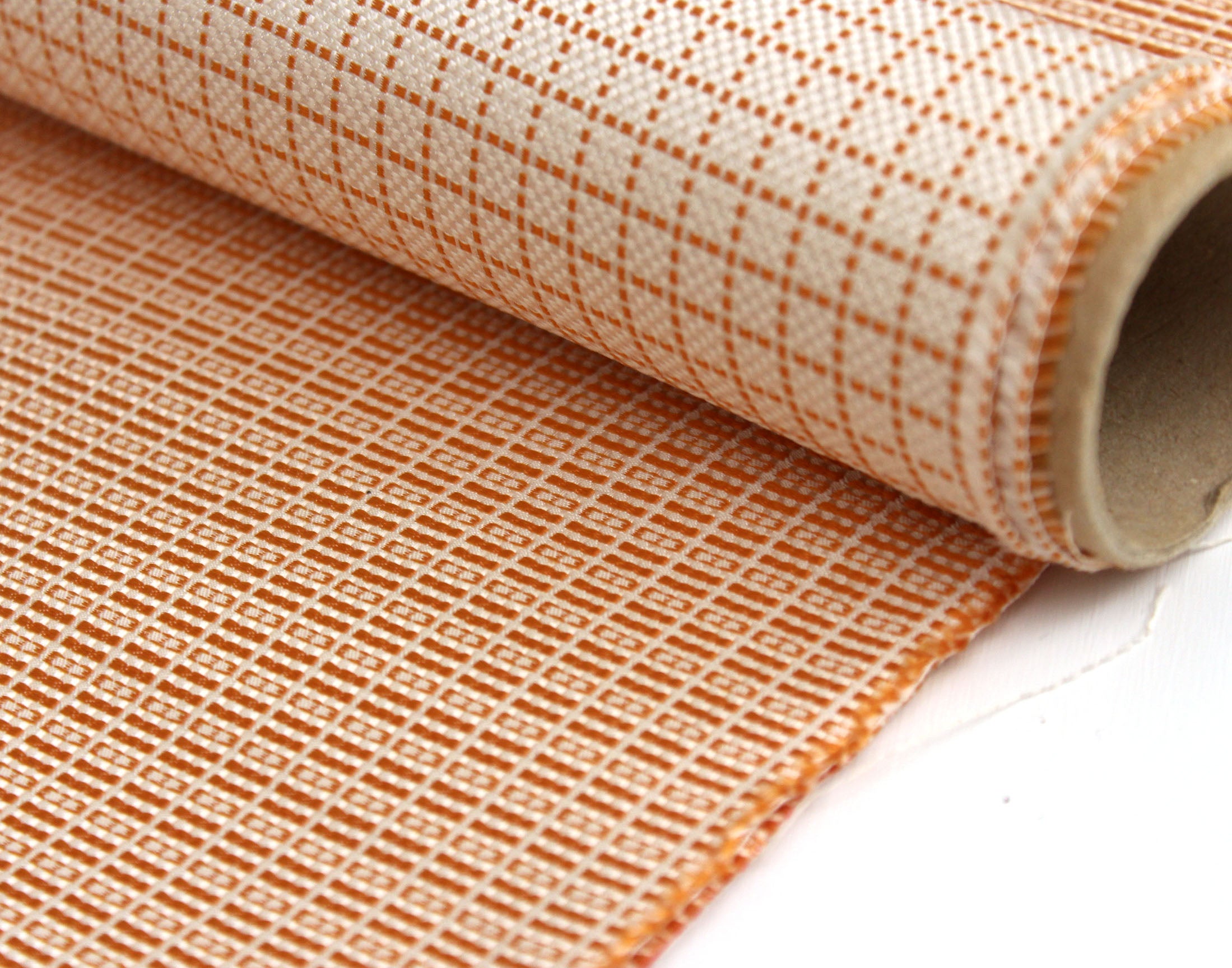Orange Plaid Silk Fabric