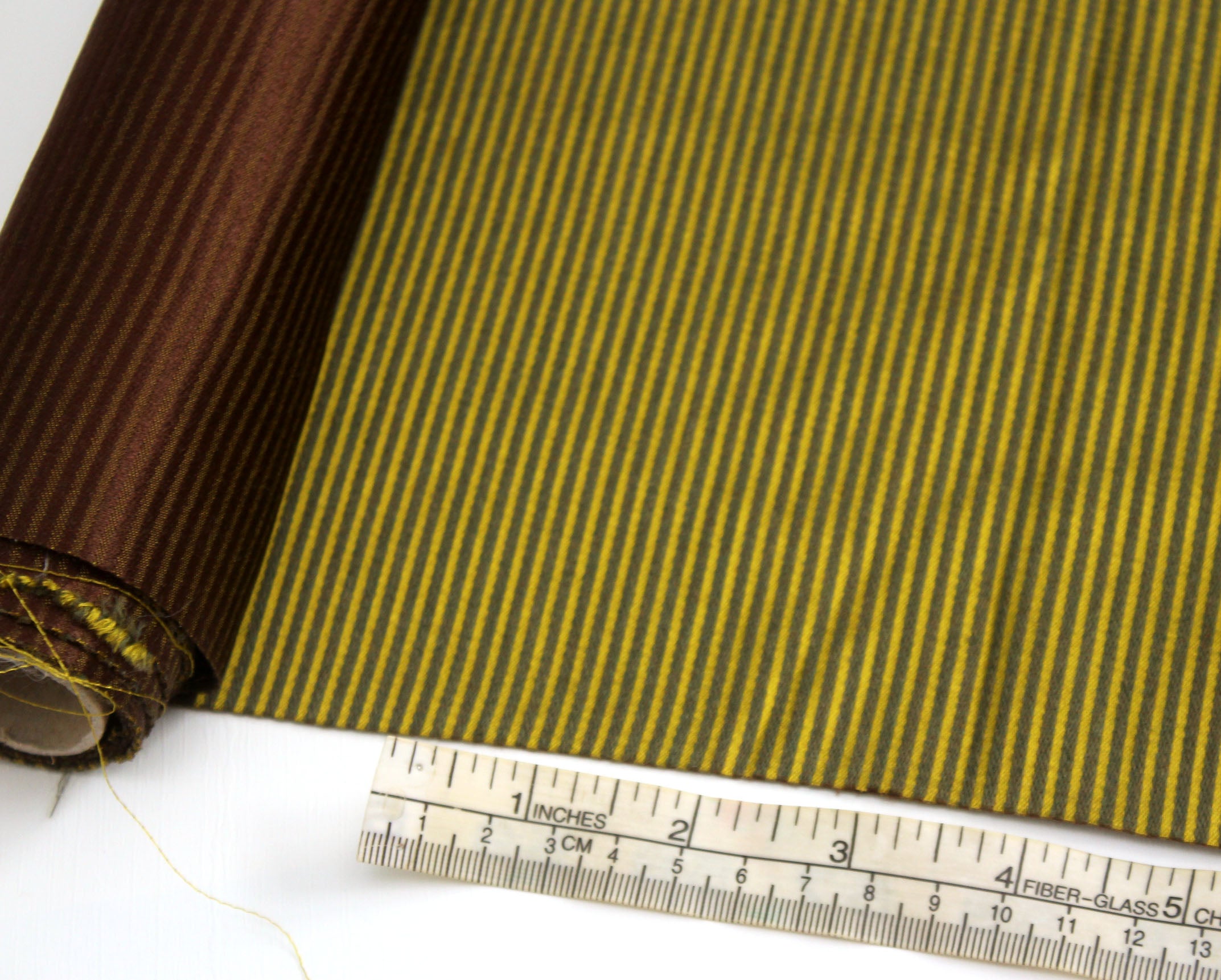 Moss Green Stripe Silk Fabric