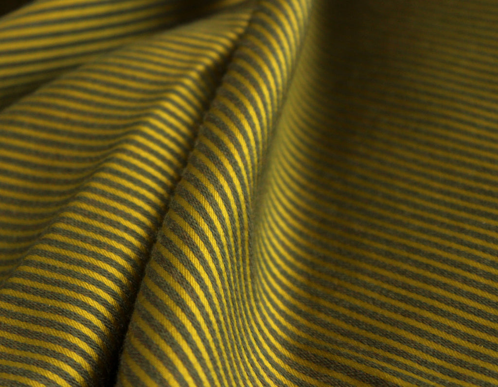 Moss Green Stripe Silk Fabric