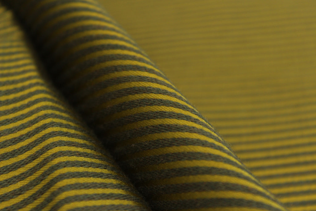 Moss Green Stripe Silk Fabric