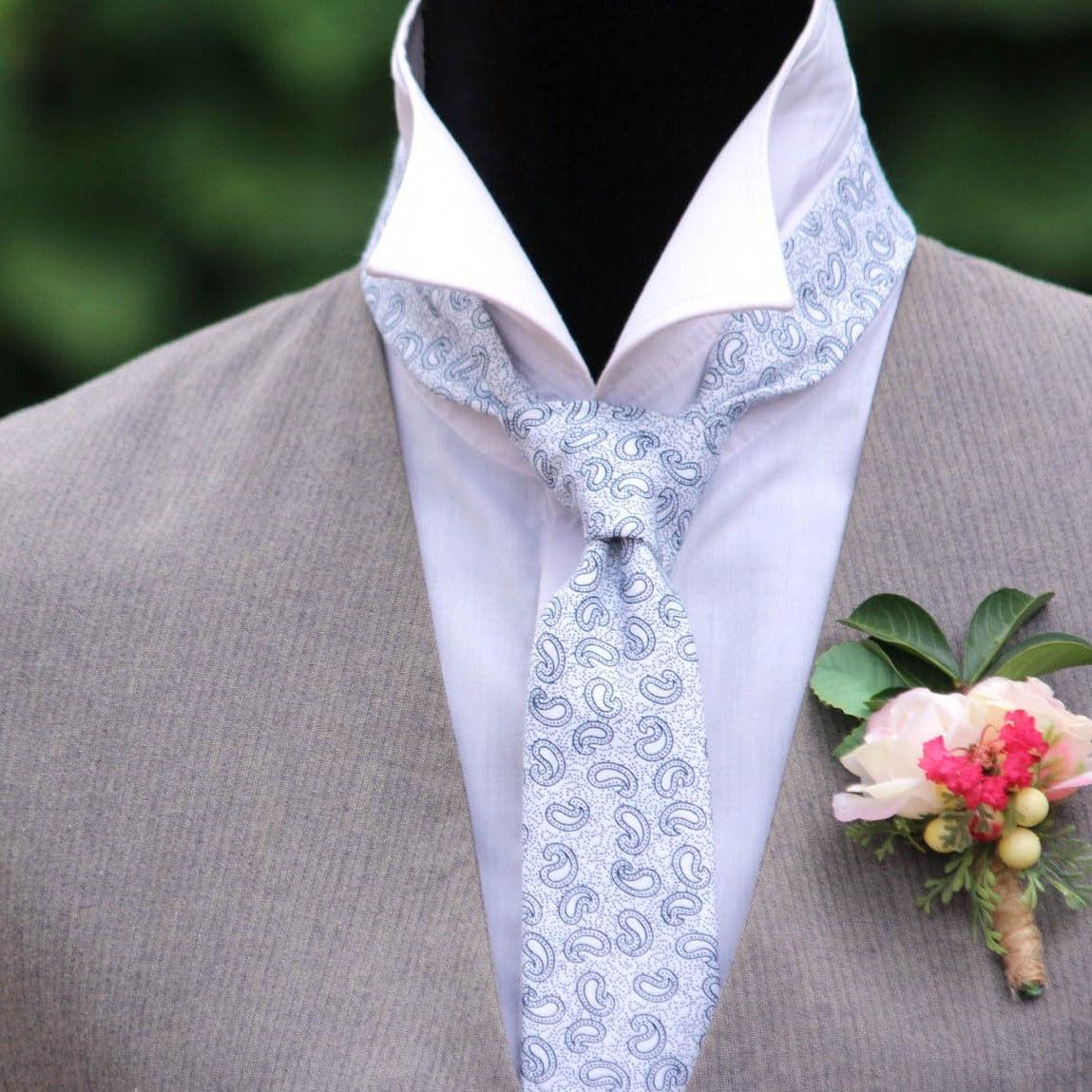 White Paisley Necktie