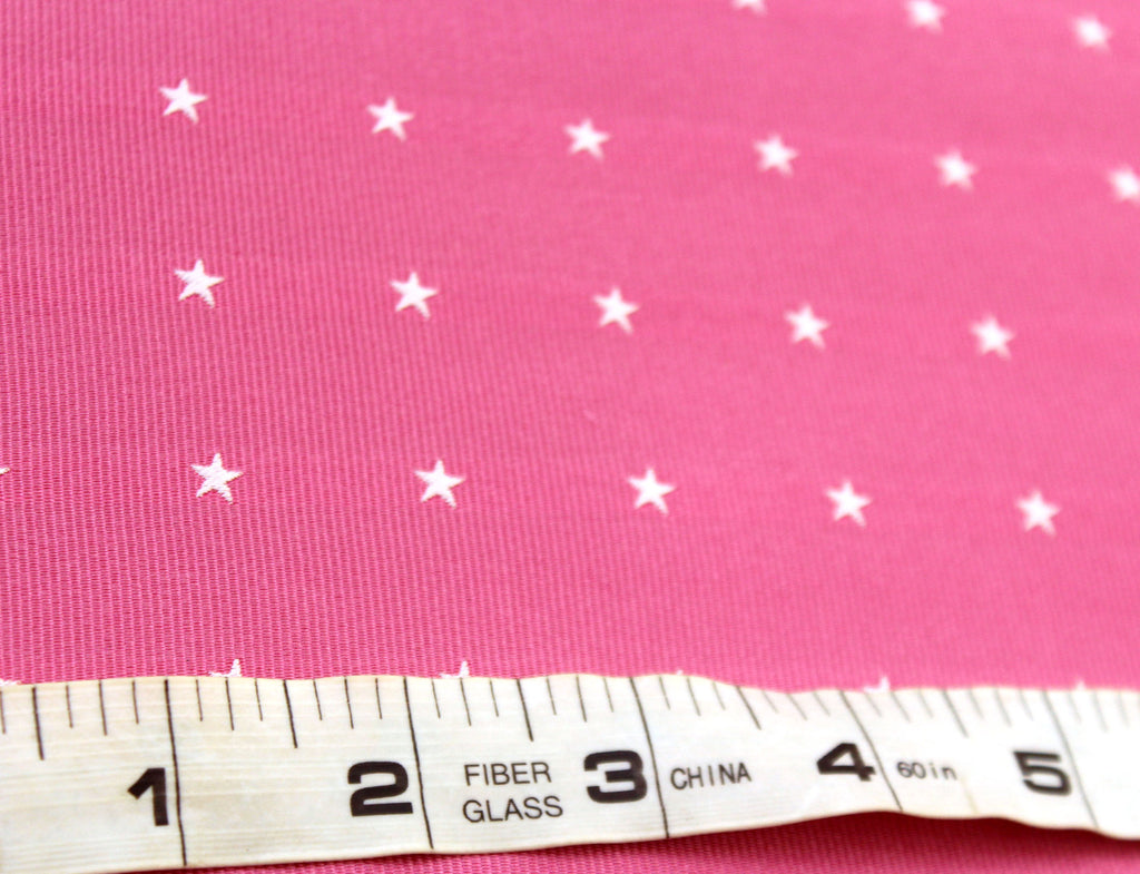 White Stars Pink Silk Fabric