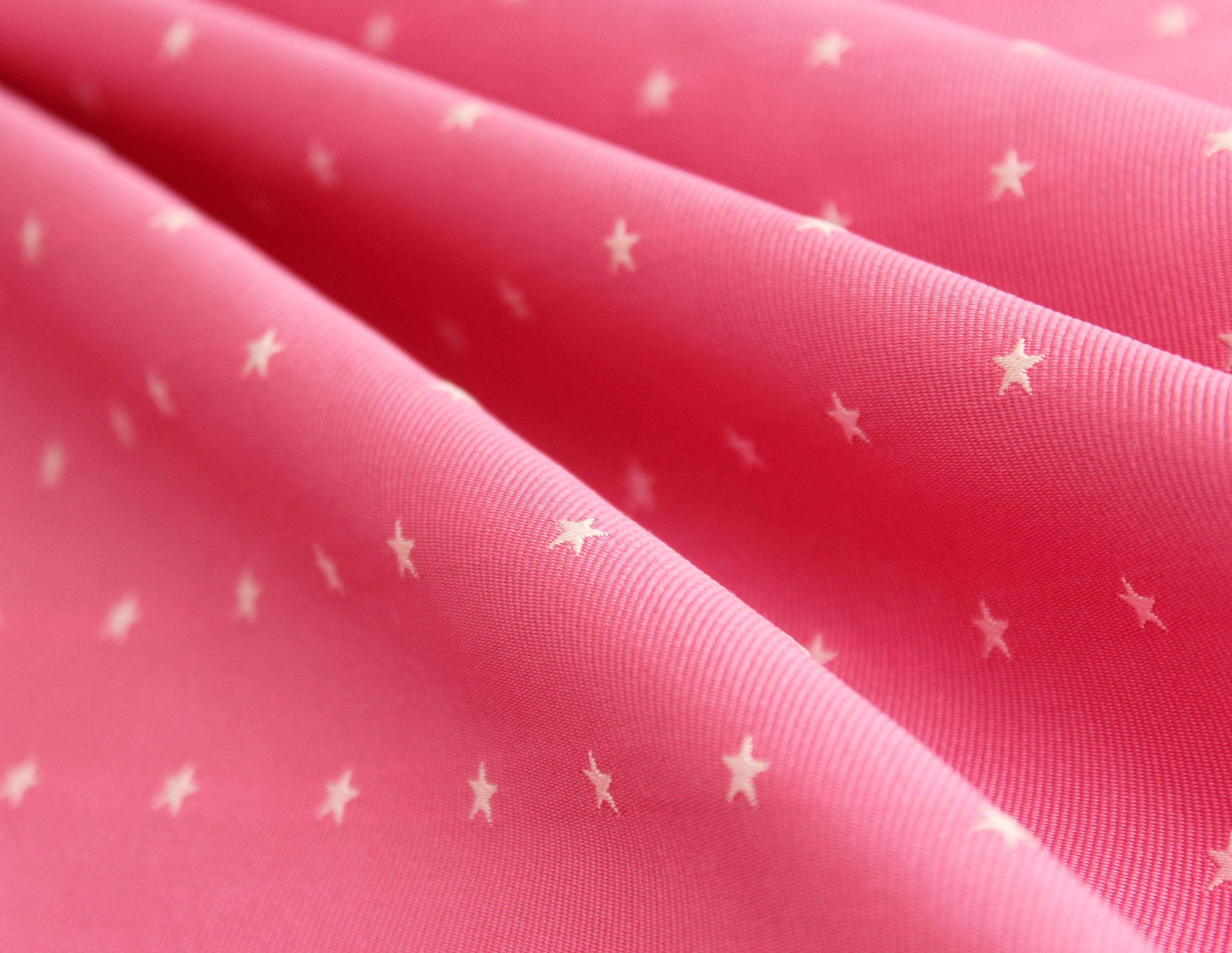 White Stars Pink Silk Fabric