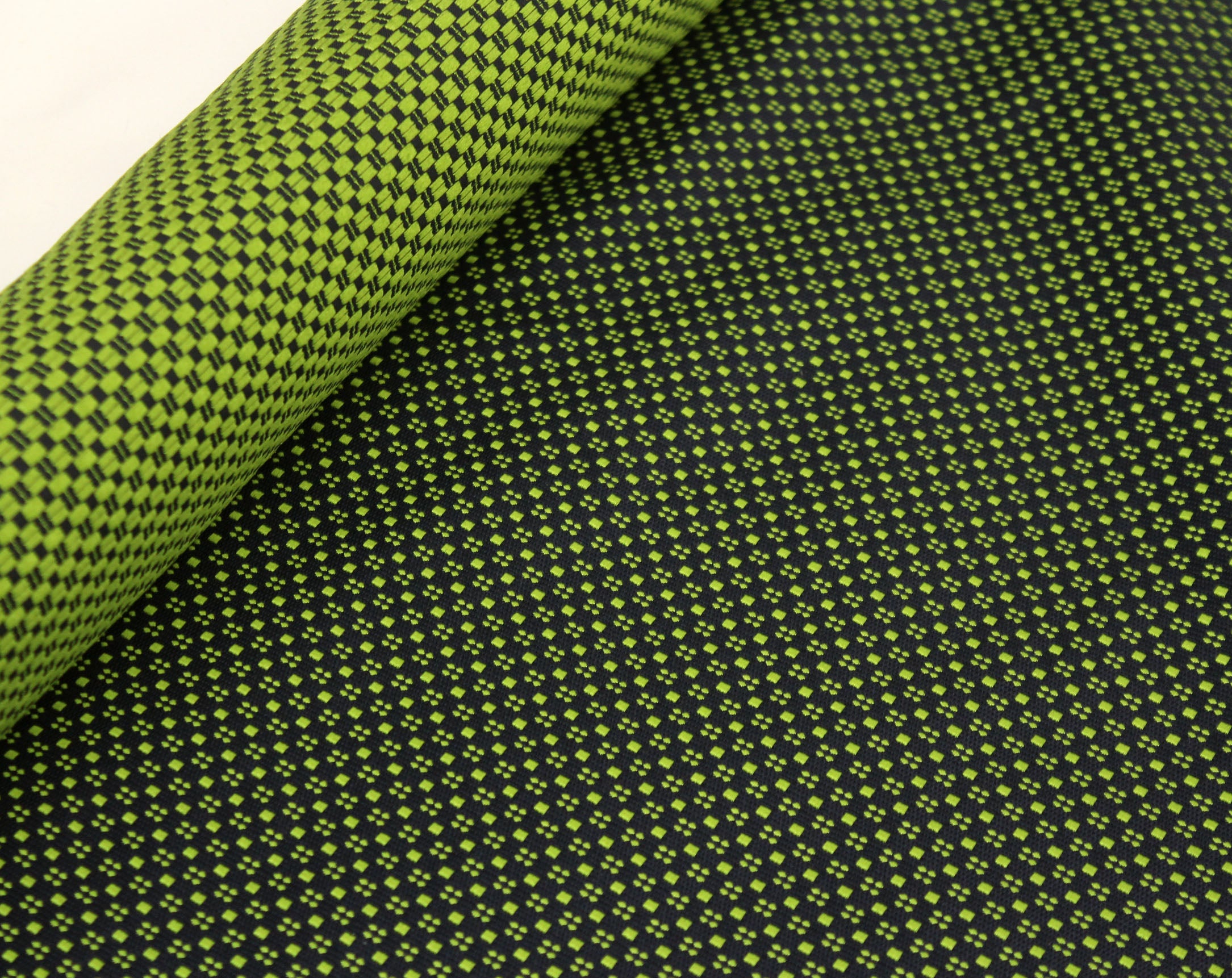Green Navy Ornament Silk Fabric