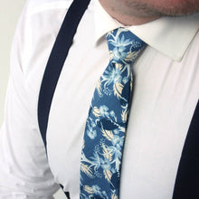Load image into Gallery viewer, Dusty Blue Birds Floral Necktie
