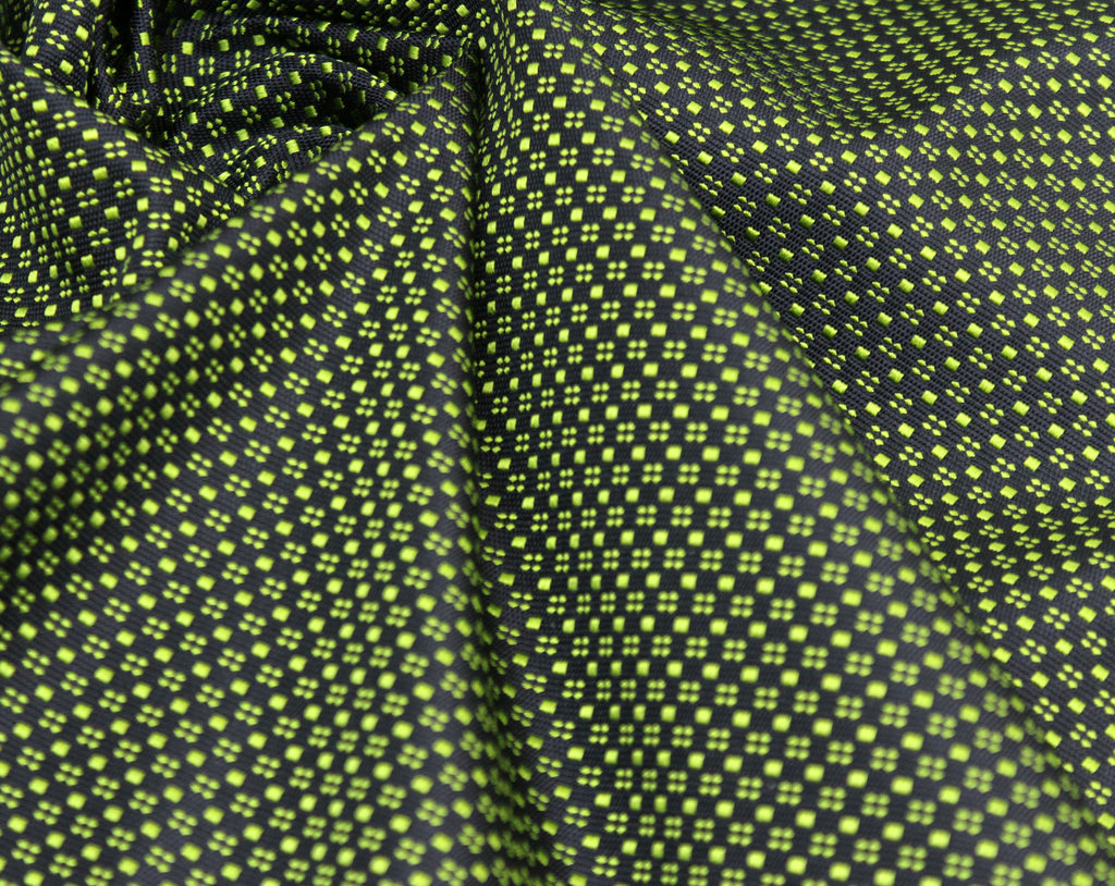 Green Navy Ornament Silk Fabric