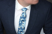 Load image into Gallery viewer, Dusty Blue Birds Floral Necktie
