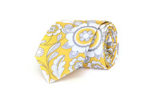 Load image into Gallery viewer, Yellow White Grey Floral Necktie
