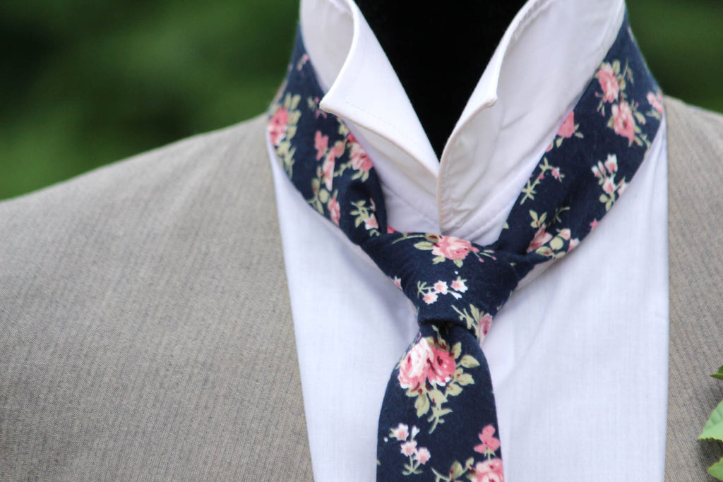 Navy Floral Necktie