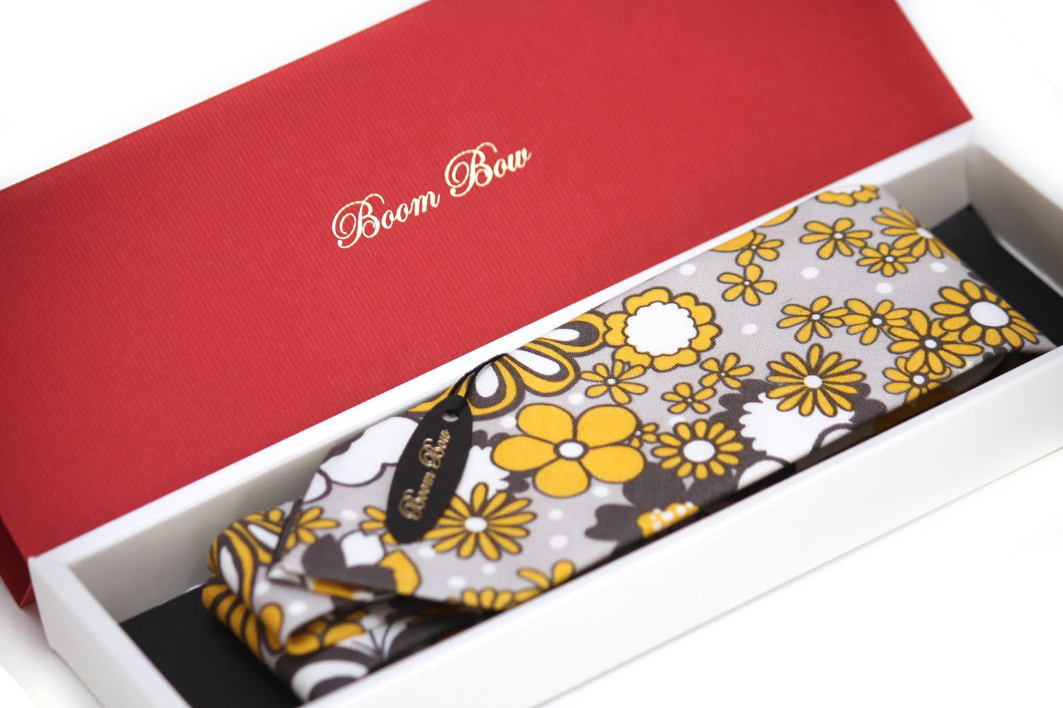 Yellow Grey Floral Necktie