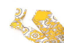 Load image into Gallery viewer, Yellow White Grey Floral Necktie
