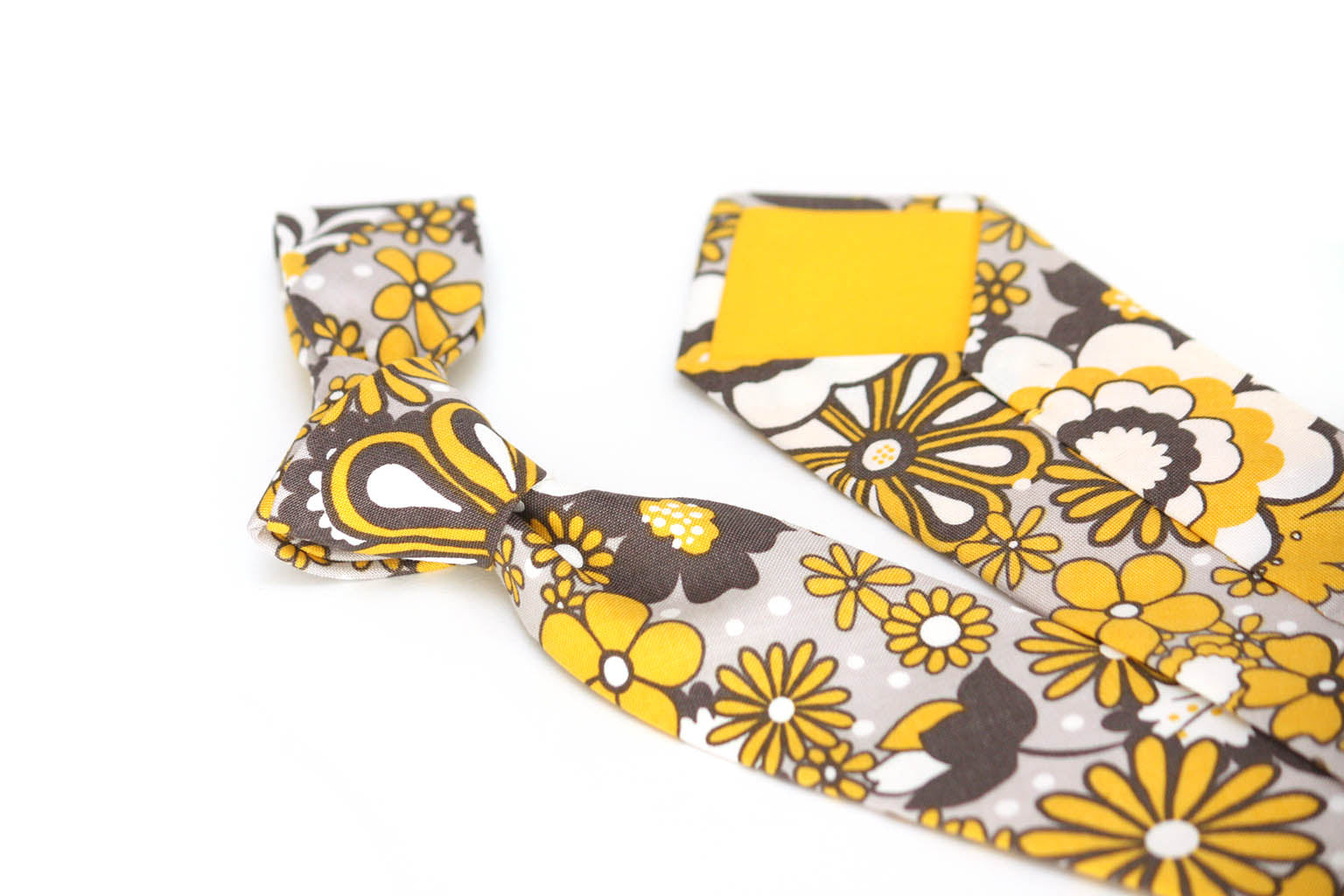 Yellow Grey Floral Necktie
