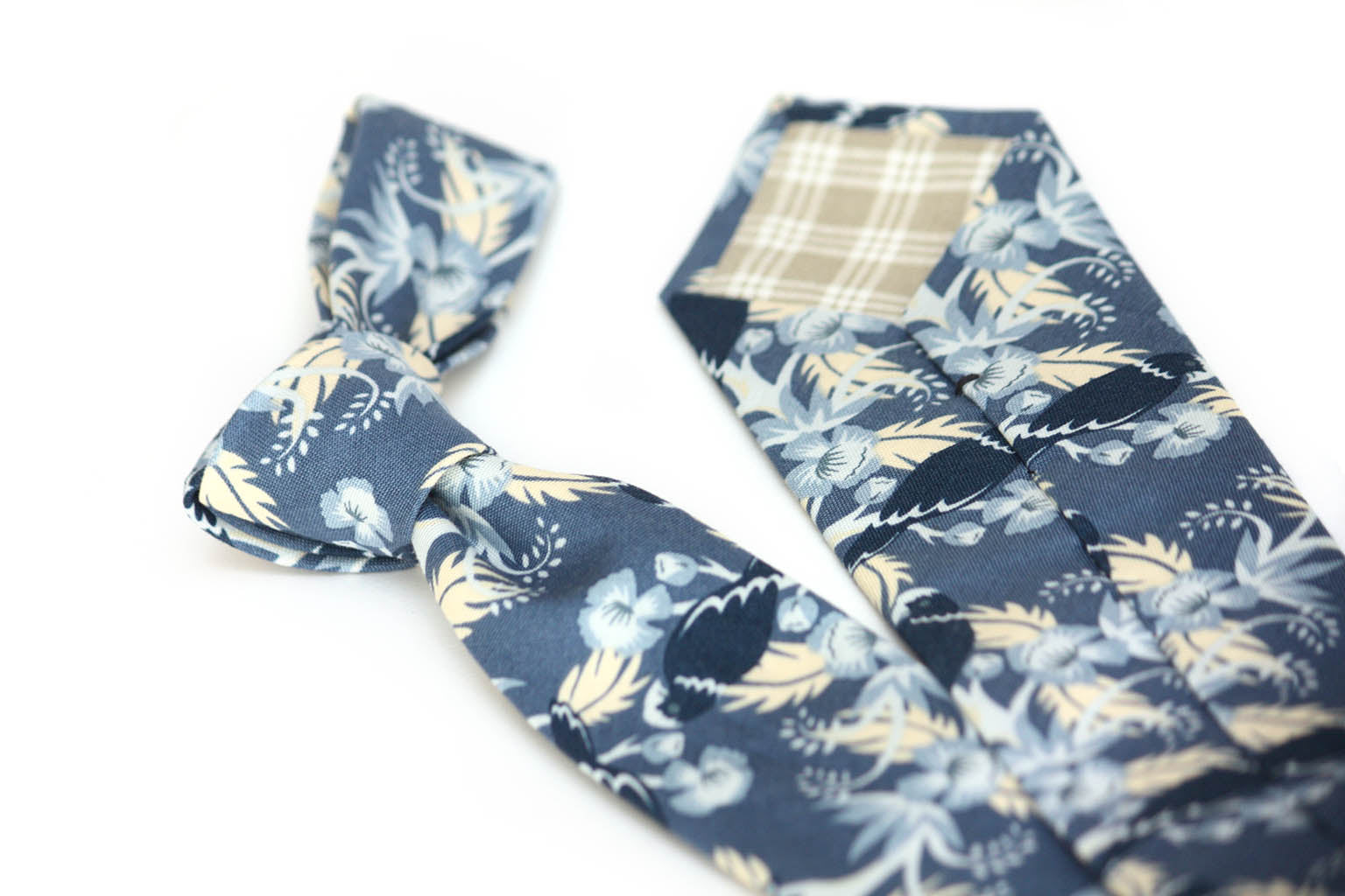 Dusty Blue Birds Floral Necktie
