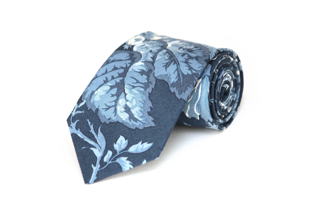 Dusty Blue Floral Necktie