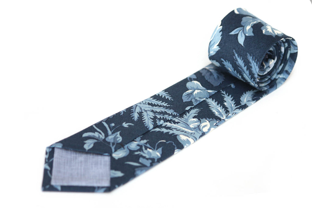 Dusty Blue Floral Necktie