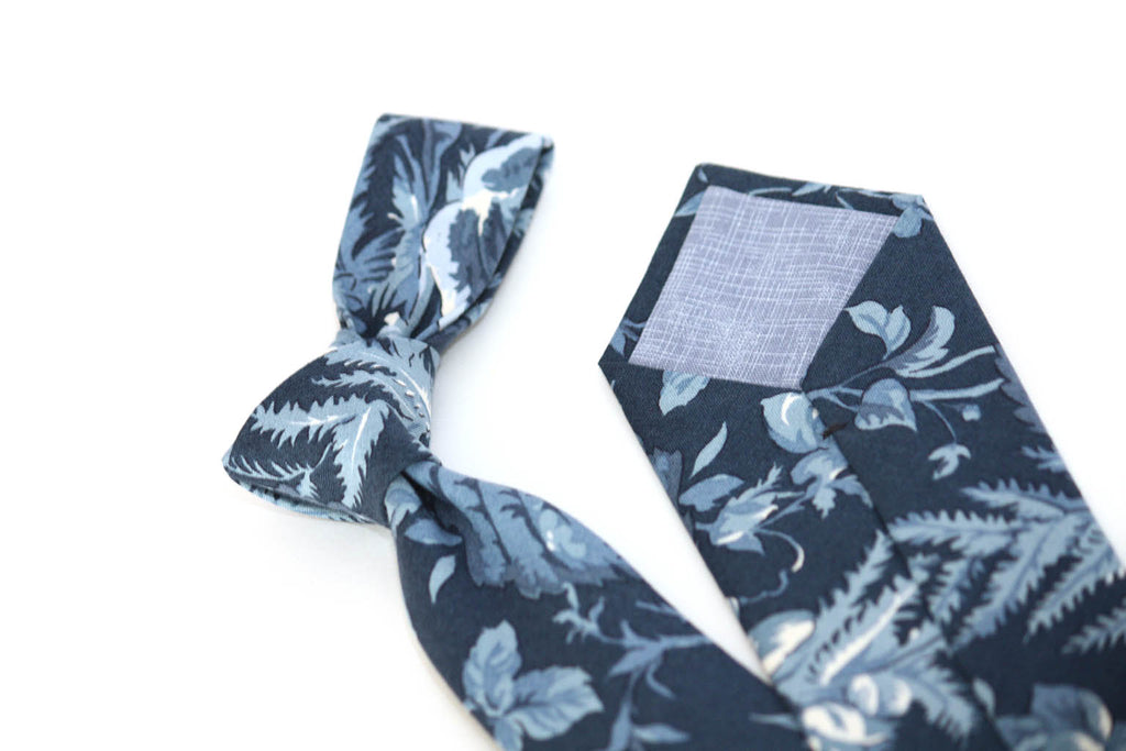 Dusty Blue Floral Necktie