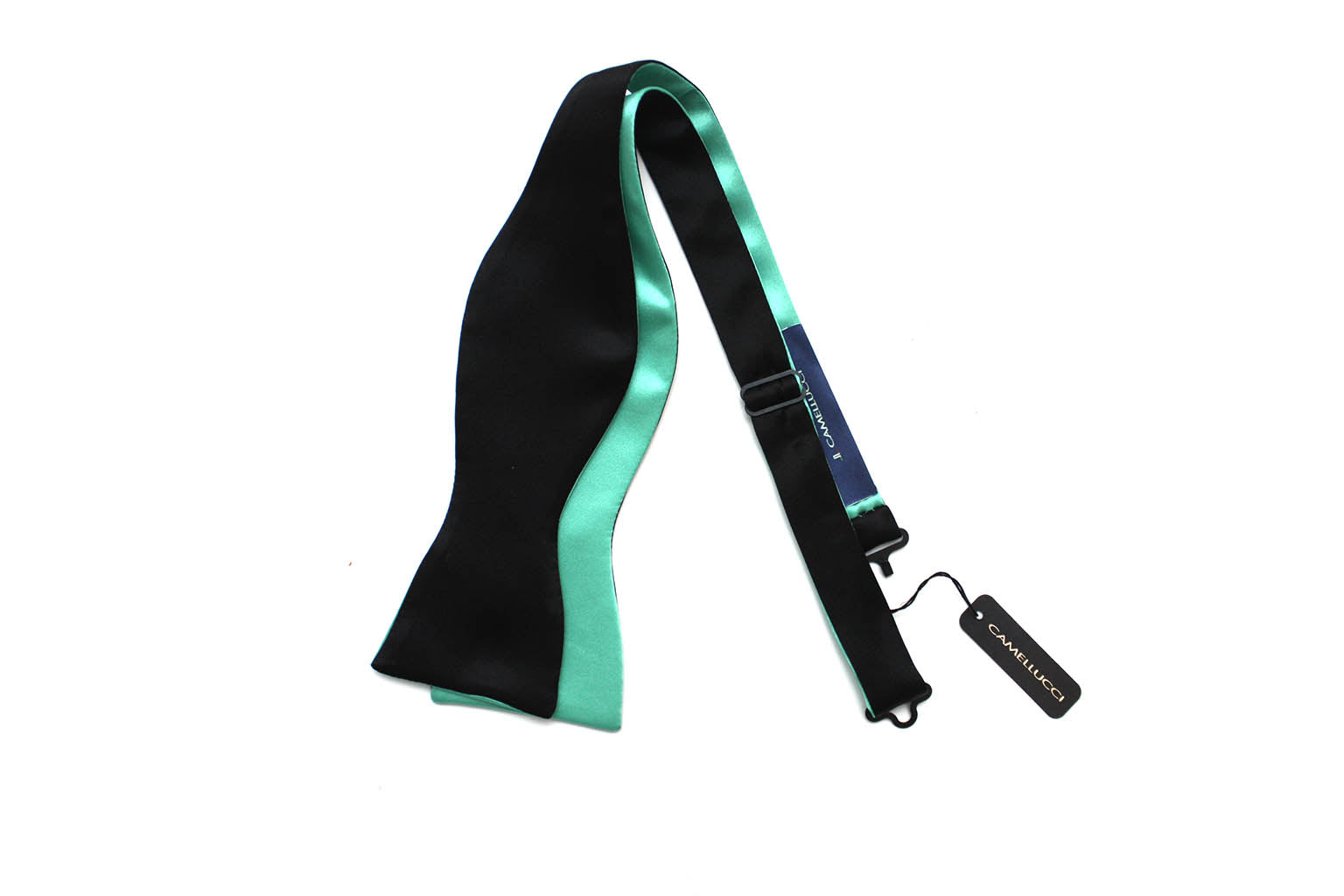 Mint Green Black Reversible Self-Tie Bow Tie