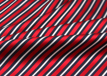 Load image into Gallery viewer, Navy Red White Stripe Silk Fabric
