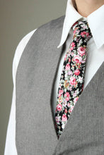 Load image into Gallery viewer, Black Pink Floral Necktie
