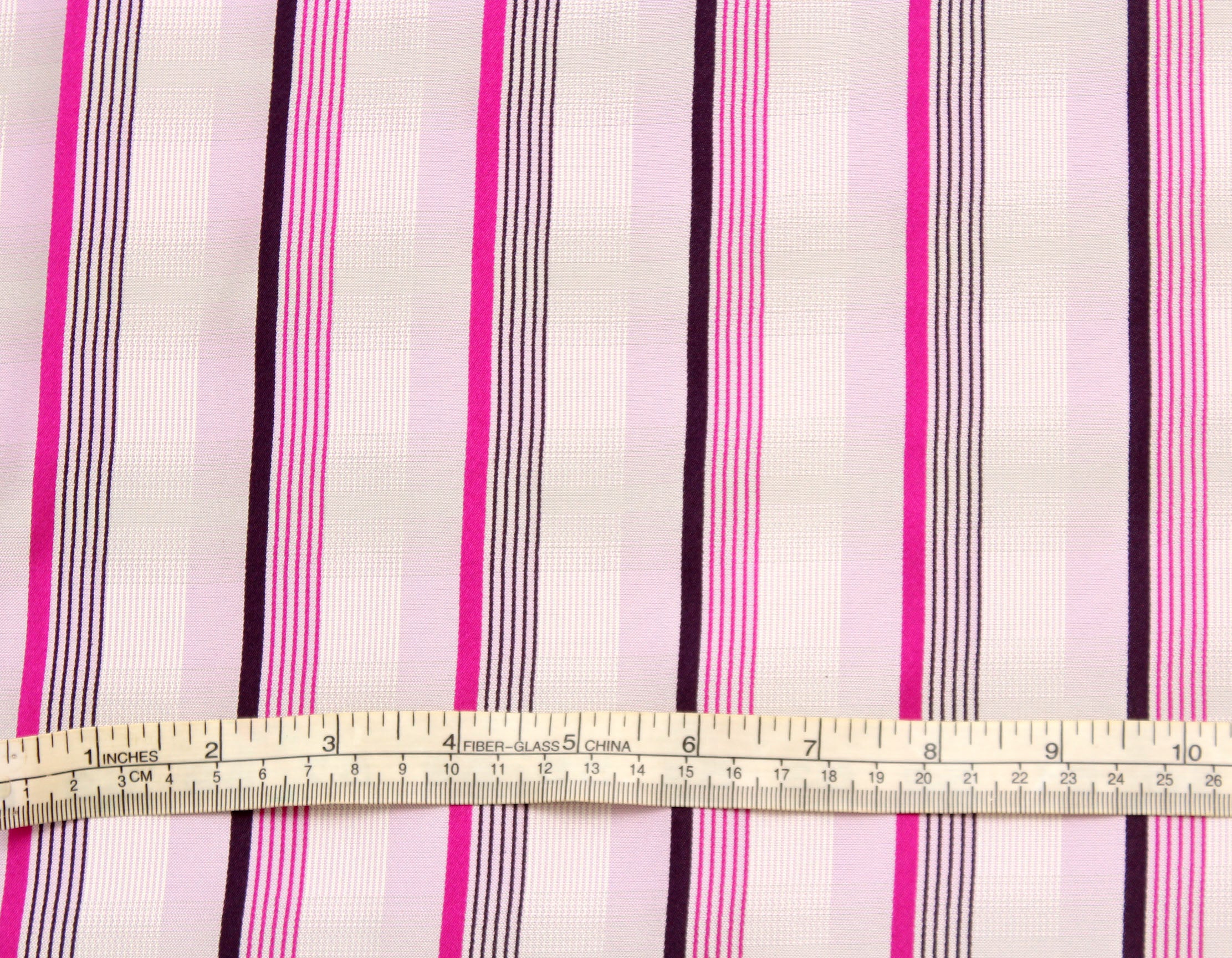 White Fuchsia Purple Stripe Silk Fabric